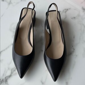 NEW Theory Black Pointed Slingback Heels